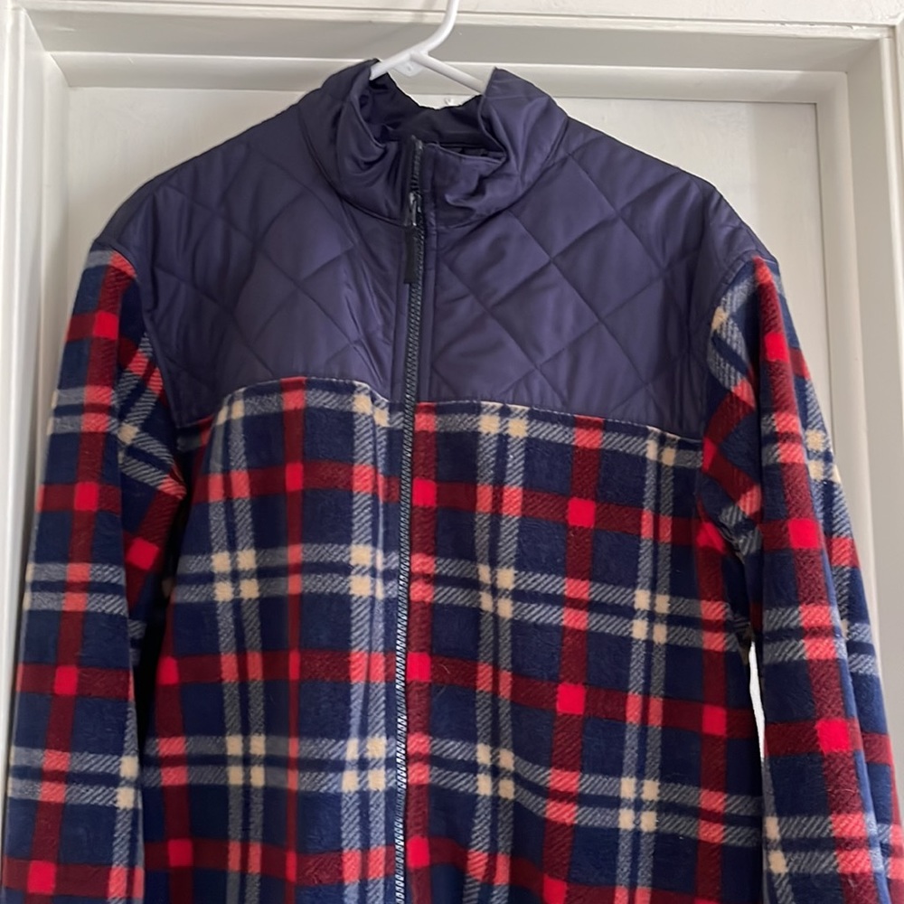 Chaps Ralph Lauren Fleece Zip Up Jacket Vintage Plaid Flannel